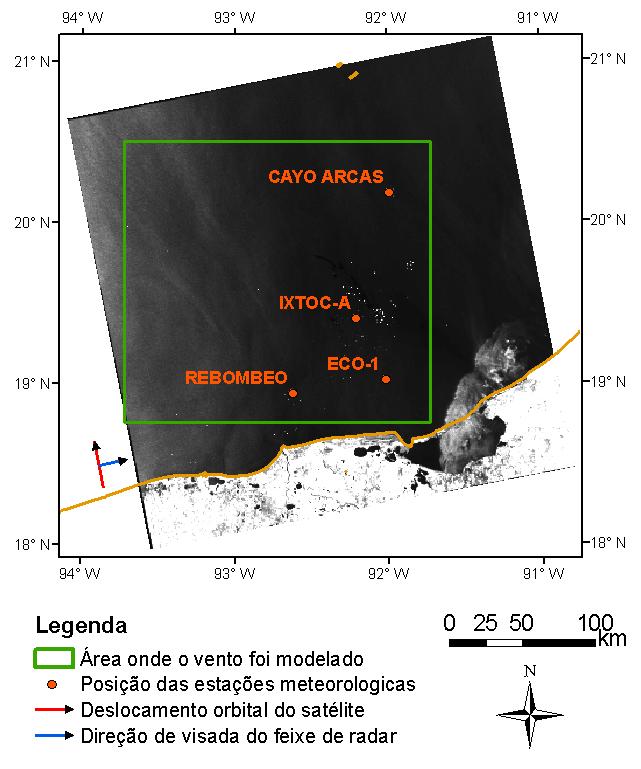 Figura 26 - Imagem SAR, modo ScanSAR Narrow (SCNB), de 31 de julho de 2008, horário de aquisição 00:19:27 UTC,