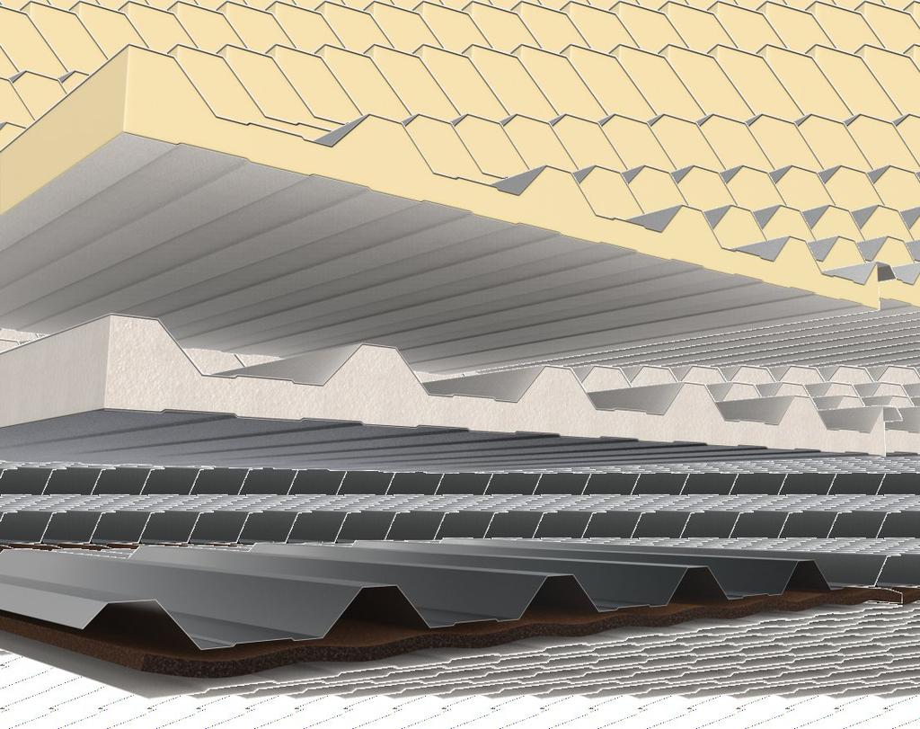 TELHAS FORRO A telhas termoacústicas modelo forro são produzidas com chapa de aço galvanizado ou galvalume, e núcleos isolantes de acordo com sua necessidade.
