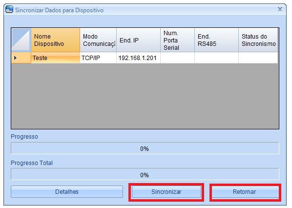 4. Da mesma forma, é possível sincronizar todas as informações configuradas no software para os dispositivos.