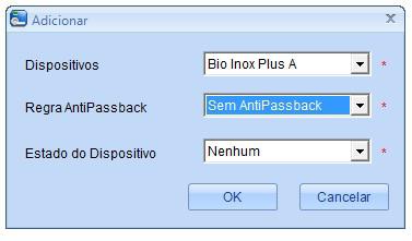 Regra Anti-passback (Entre porta 1 e 2) e (entre porta 3 e 4) Entre porta 1 e 2 ou 3 Entre porta 1 e 2 ou 3 ou 4 Descrição Quando faço uma operação na porta 1 ou 2, tenho que fazer a próxima operação