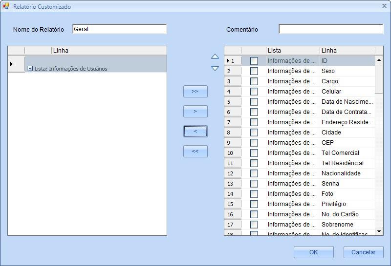 Relatório personalizado: esta função permite que o operador do sistema customize da forma que melhor lhe atenda as informações dos eventos que deseja filtrar e procurar.