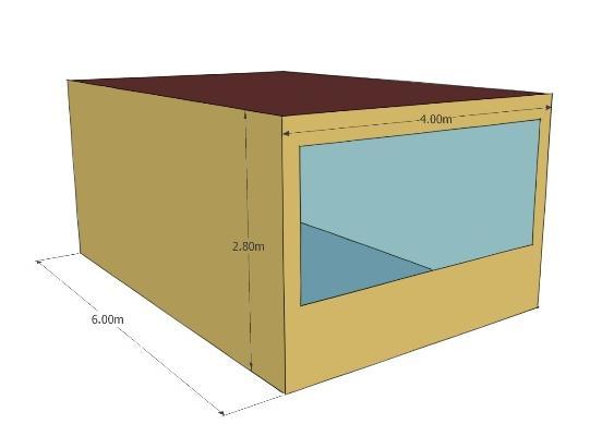 características físicas do local (posição solar, leiaute da sala, pé direito e materiais construtivos). A Tabela resume as características do modelo computacional.