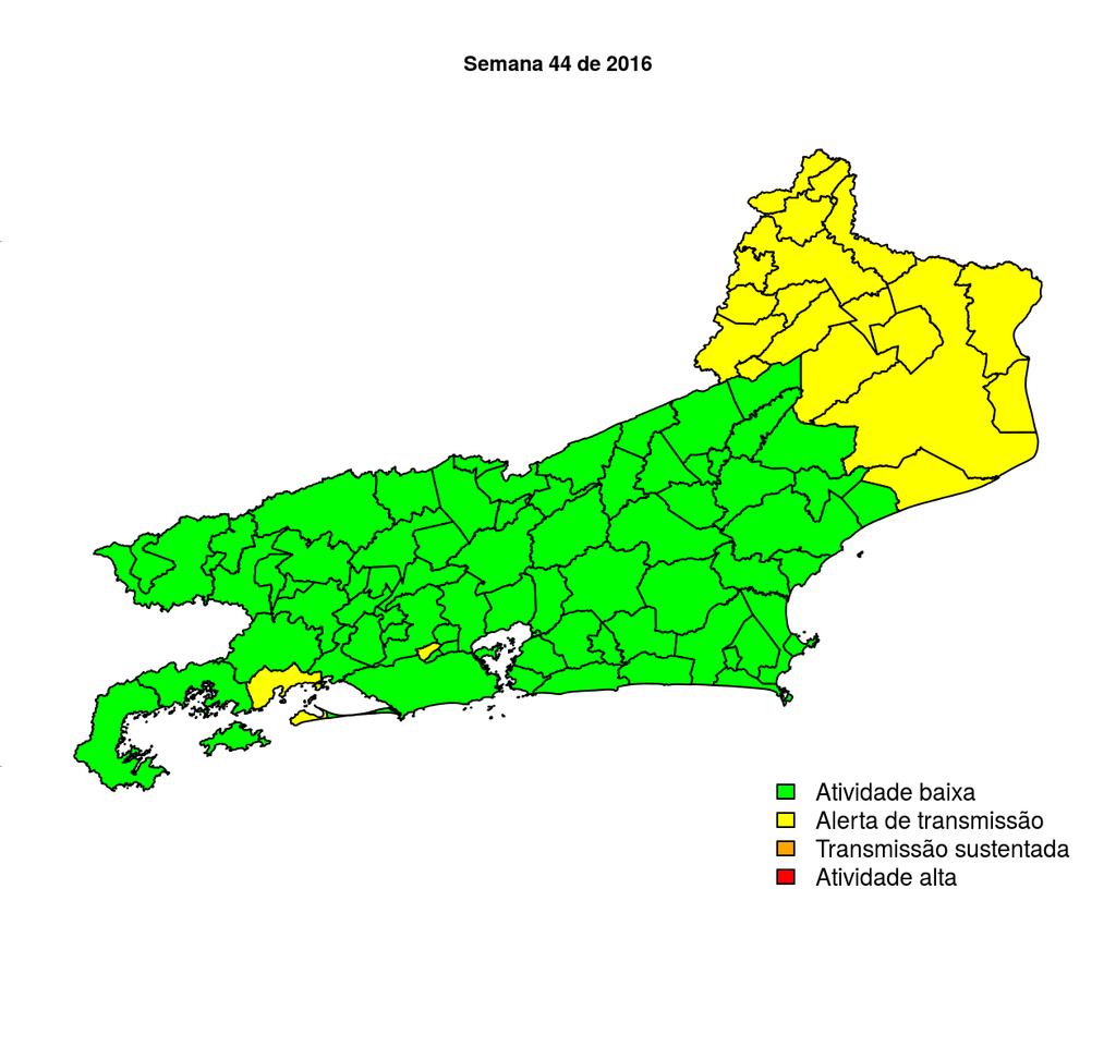 Boletim Semanal Semana 44 de 2016 O Estado Regionais de Saúde: Litoral Sul Noroeste Baixada Litorânea Médio Paraíba Metropolitana I Serrana Norte Centro Sul Metropolitana II : Tabela de Situação da