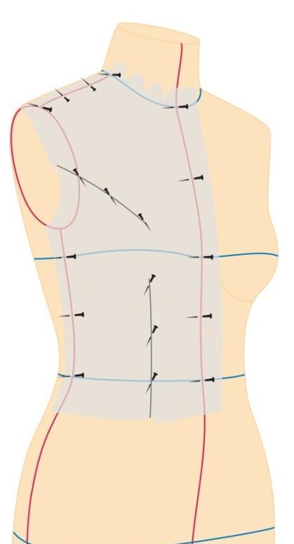 Observação: as costas podem ser feita como no corpo modelado. 3. Marcar o traçado obtido no manequim 4.