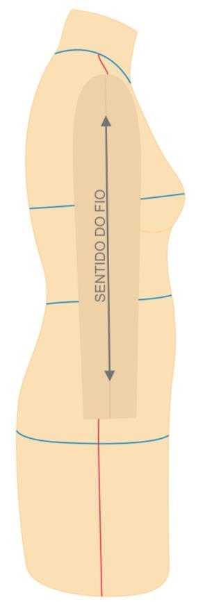 Para calcular o embebimento da manga, é preciso ter as medidas da cava da frente e das costas e dividir o embebo em duas partes.