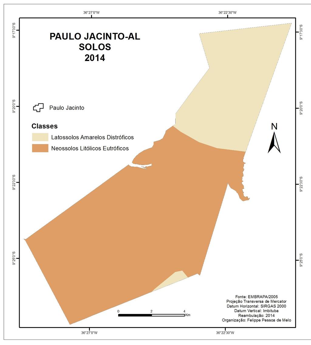 Mapeamento cartográfico do município... 245 Figura 4. Tipos de solos. (Fonte: EMBRAPA/2005).