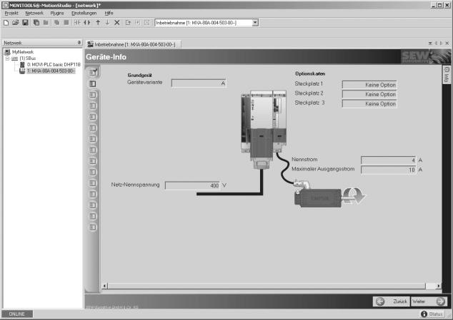 5 I 0 Colocação em operação Descrição do software de colocação em operação e seus parâmetros Ajuste atuais A figura abaixo mostra os