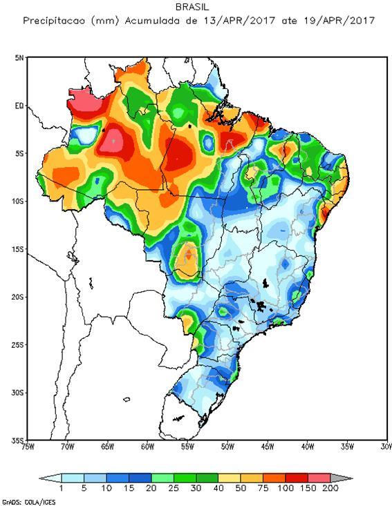 provocando chuva fraca nas bacias dos rios Jacuí, Uruguai, Iguaçu, Paranapanema, Tietê e Grande (Figura 2).