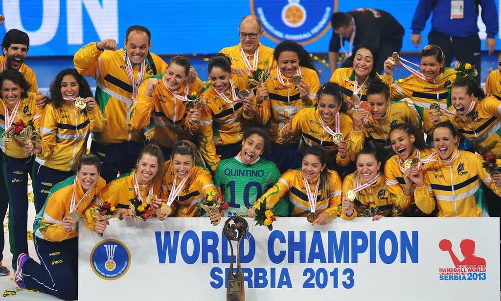 Handebol Brasileiro no Campeonato Mundial Masculino 1958: primeira participação 2013: 13º lugar melhor participação Handebol Brasileiro no Campeonato Mundial Feminino 1995: primeira participação