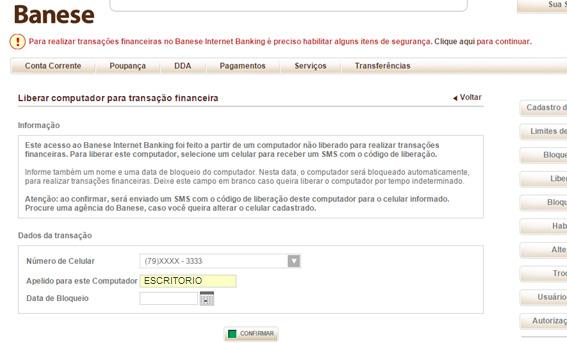 Na tela seguinte, clique em novo, como segue: Logo após, você deverá informar um apelido para o computador e, opcionalmente, definir uma data de bloqueio, caso queira que o computador seja