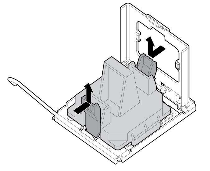 10. Pressione as abas da ferramenta de instalação do processador para separá-lo do processador e remova a ferramenta. 11.