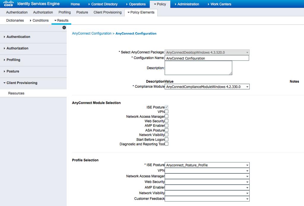 Usar-se adiciona > configuração de AnyConnect adiciona uma configuração de AnyConnect (nome: Configuração