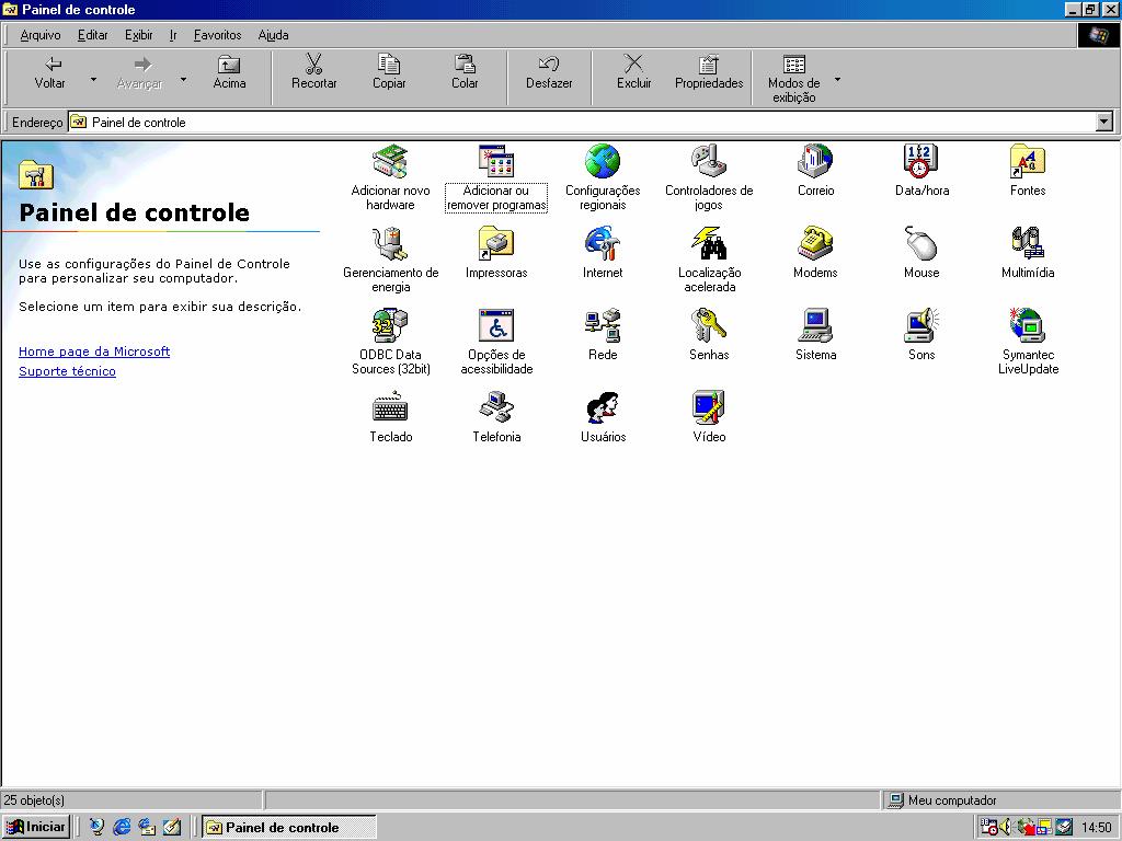 Iniciar, selecione Configurações e escolha Painel de Controle. 2.