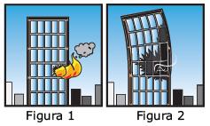 Em consequência do incêndio, que ficou restrito ao lado direito, o edifício sofreu uma deformação, como ilustra a figura 2.