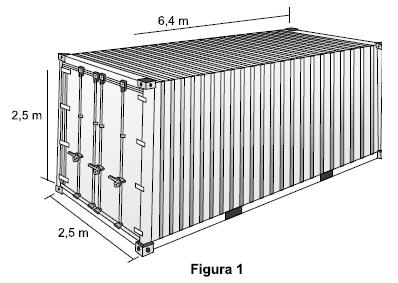 Uma carga de 100 contêineres, idênticos ao modelo apresentado na Figura 1, deverá ser descarregada no porto de uma cidade.