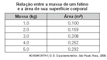 Alguns medicamentos para felinos são administra dos com base na superfície corporal do animal.