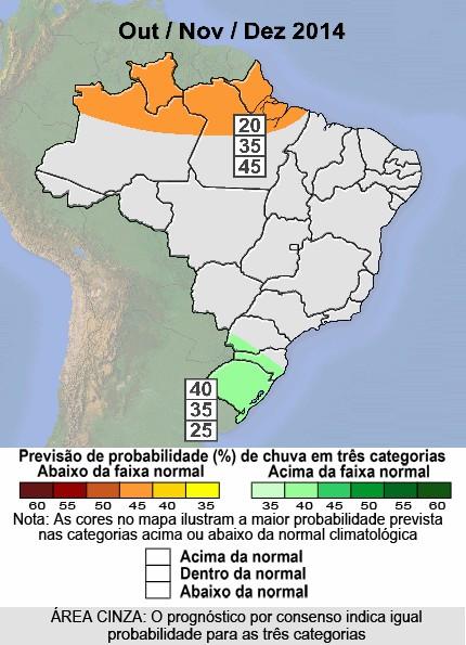 dentro da faixa normal em toda a Região Sul, podendo estender esse prognóstico até o Mato Grosso do Sul e São aulo, porém com menor probabilidade.