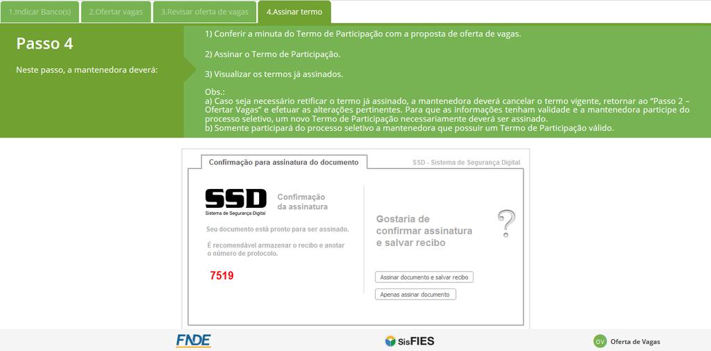 Figura 25 - Salvar o recibo da assinatura do documento Para conferir se o Termo de Participação foi