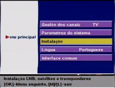 Menu de instalação Menu de instalação Os pontos de regulação que a seguir se indica não devem ser alterados sem qualquer motivo, pois trata-se de uma regulação de fábrica ou de funcionamento adequada