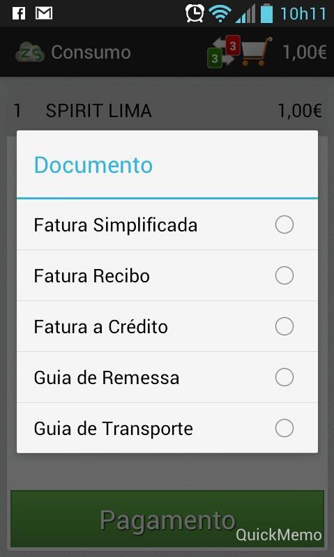 10 Faturas com referência às Depois de registar os produtos na lista de Consumo carregue em