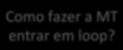 Problema da Parada para MT's Teorema: o problema da parada é indecidível Como fazer a MT entrar em loop?