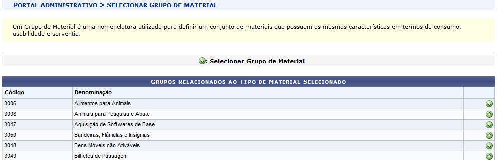 do Material que deseja cadastrar e uma