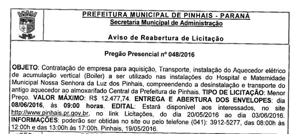 R$ 1,5 milhão, aberto a negociação. Tratar: 88667172 ALUGO BARRACÃO na área industrial de Pinhais, localizado na Rua Mandaguari, número 1612, próximo da Empresa Nilko.