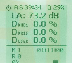 4. Descrição do display 9. Indicador da carga de bateria; 10. Nível de ruído; 20 21 22 9 11. Porcentagem de dose dosímetro 1; 12. Porcentagem de dose dosímetro 2; 19 18 17 16 15 10 11 12 13 14 13.