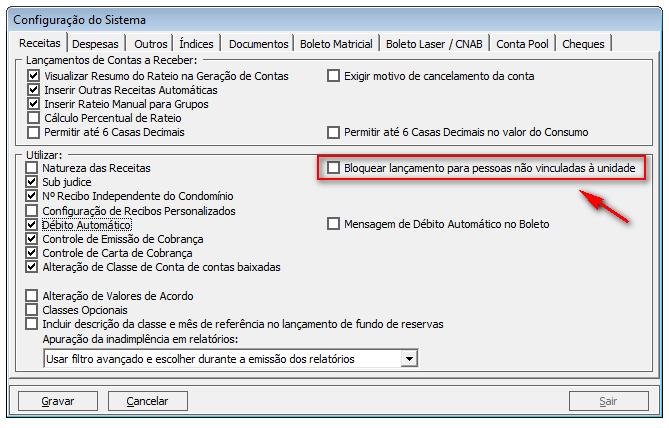 Como fazer: a) Acesse o Menu Arquivo > Configurações do Sistema> Financeiro> Aba Receitas.