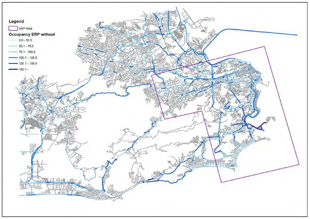 ii) ERP As figuras abaixo mostram a condição de tráfego assumindo 20% da redução da demanda do tráfego na área central.
