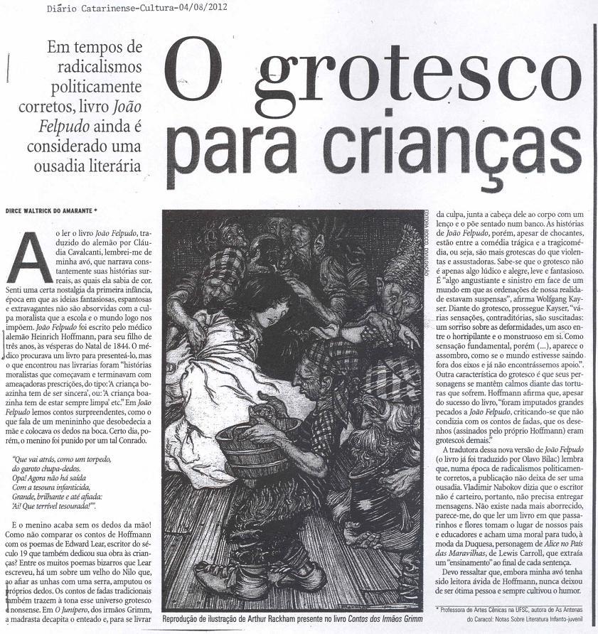 Diário Catarinense Cultura O grotesco para crianças Heinrich Hoffmann / João