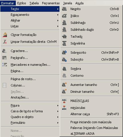 Opção Texto Aplique as seguintes opções a cada palavra ou expressão: Configura os sintomas da Dengue: Negrito,