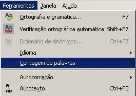 Opção Contagem de palavras Verifique a quantidade de
