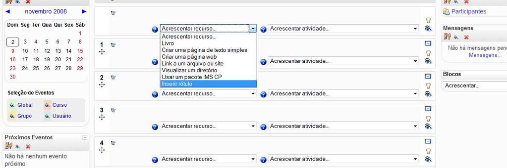 Inserir rótulo Trata-se de um importante recurso. Com ele, é possível realizar a inserção de pequenos títulos ou textos.