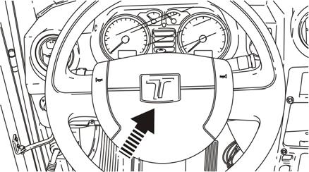 211-04-12 Coluna de Direção 3. Instale a cobertura / acionador da buzina do volante da direção, pressionado-a tmanualmente sobre o volante, até ocorrer o seu travamento. 4.