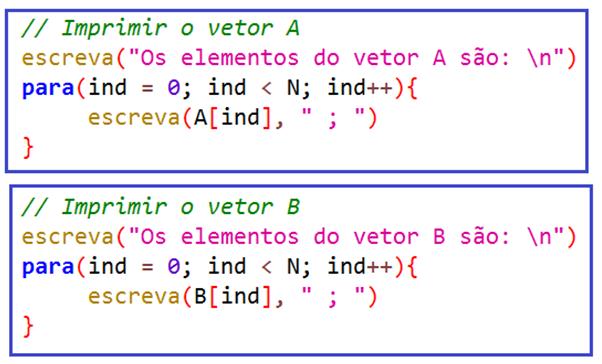 Trecho repetitivo: IMPRIME VETOR O mesmo trecho