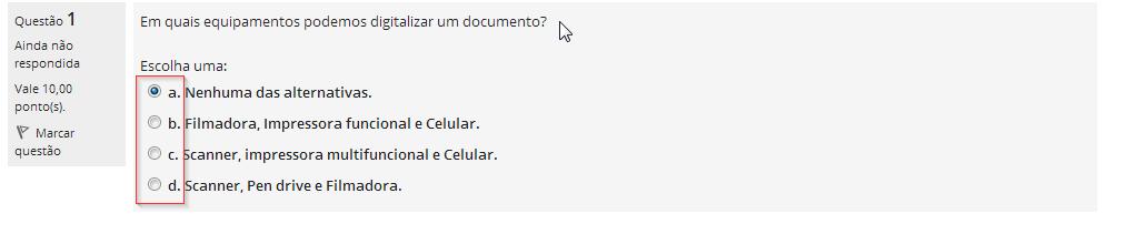 33 Figura 43: Selecione umas das opções Verdadeiro ou Falso: Figura 53: Selecione uma das opções Ao terminar de responder as questões clique em Finalizar tentativas.