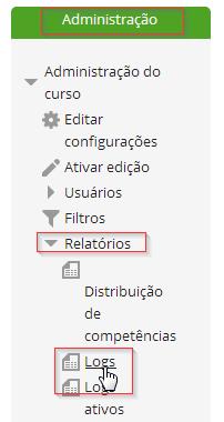 39 No menu Administração, clique em Relatórios e depois em Logs Figura 64: Log relatório Seleciona