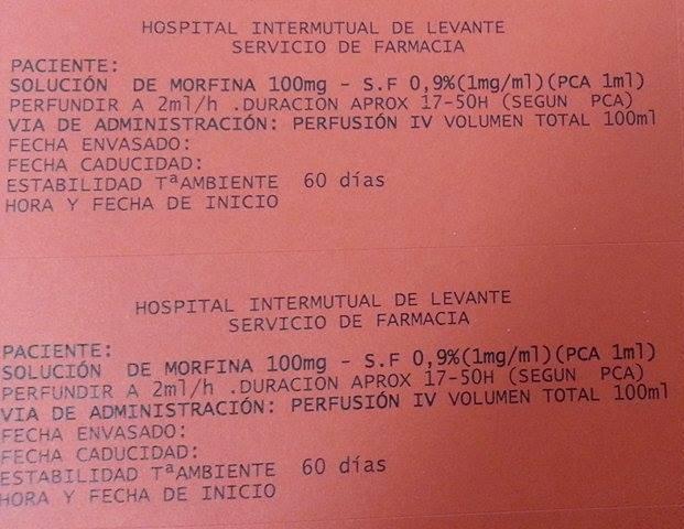 Fig. 25 Etiqueta bombas morfina