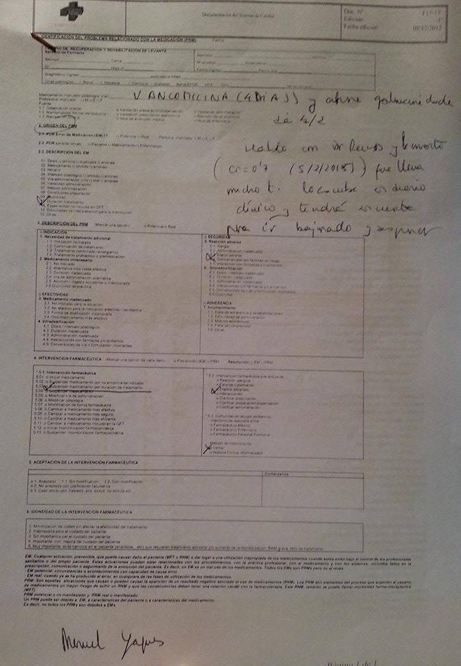 Relatório de Farmácia Hospitalar no Hospital Intermutual de Levante 2014/2015 Anexo XVII: Identificación