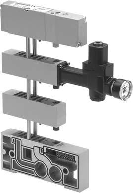 As placas de regulador de caudal limitam o caudal de escape de modo variável entre os orifícios 3 e 5 para controlar