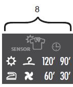 7) TEMPO DE LAVAGEM Uma vez selecionado o programa, o indicador mostra automaticamente o tempo de lavagem respetivo.