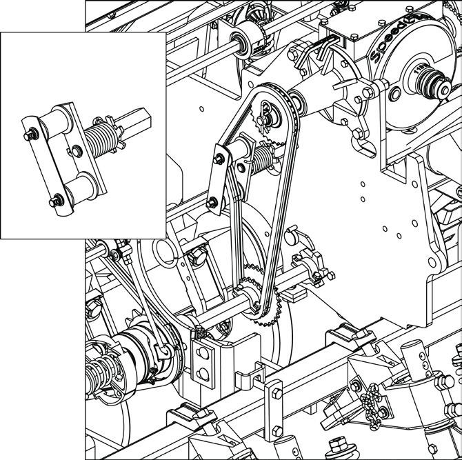 Manual de Instruções speed box ( FIGURA ) As semeadoras são equipadas com o sistema Speed Box (), que aciona o sistema de distribuição com regulagens simples, garantindo a troca de rotações rápidas.