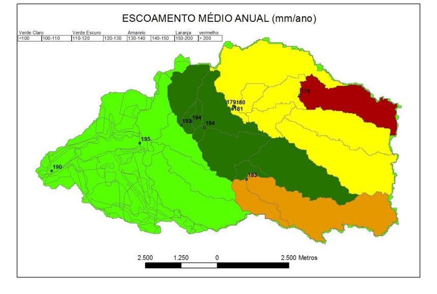 (2011) Escoamento directo por sub-bacia (BALSEQ_MOD) 1979 2009 110-120 mm >