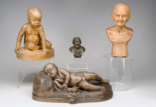 868 867 869 870 867 ANTÓNIO TEIXEIRA LOPES - 1866-1942, Estudo de criança, escultura em terracota, restauro, assinada Dim.