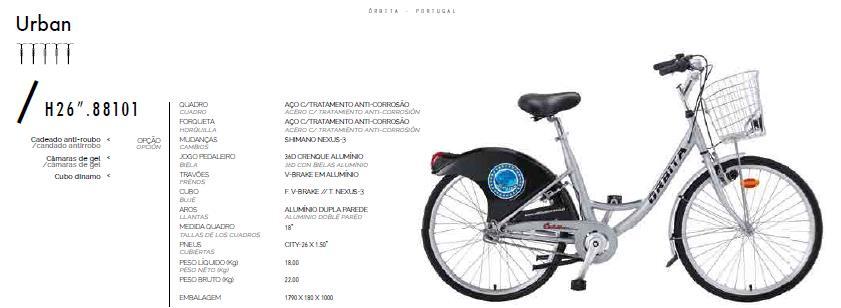 16 bicicletas MARCA órbita 400 Preço unitário (modelo URBAN 8862 com tratamento anti-corrosão e