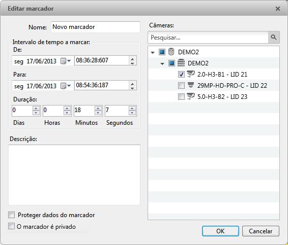 Avigiln Cntrl Center Enterprise Figura A. Caixa de diálg Adicinar Marcadr 2. Insira um nme para marcadr. 3. N painel Câmeras, selecine tdas as câmeras que precisam ser vinculadas a este marcadr.