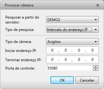 Na guia Cnectar/Descnectar Câmeras, tdas as câmeras Avigiln e ONVIF cnectadas a mesm segment de rede (sub-rede) sã autmaticamente detectadas e aparecem na lista Câmeras Descbertas.