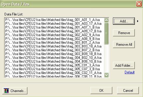 Adição de ficheiros de amostras ao GeneMarker Abra o ficheiro do programa GeneMarker e, quando lhe for solicitado, seleccione Open Data (Abrir dados).