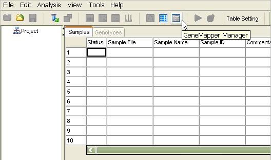 1. Abra o programa GeneMapper Manager clicando no ícone (Figuras 2 e 3).